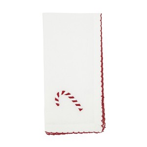 Saro Lifestyle Candy Cane Dreams Whip Stitch Napkin (Set of 4), 18", White - 1 of 4