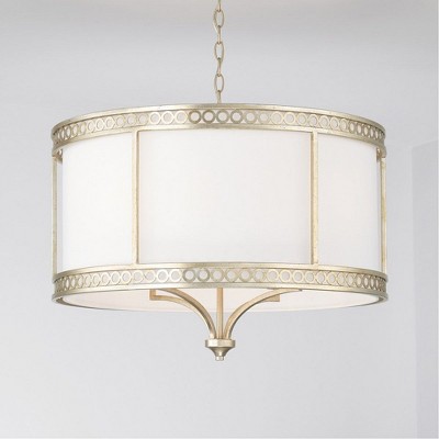 Isabella Winter Gold 4-Light Pendant with White Fabric Shade