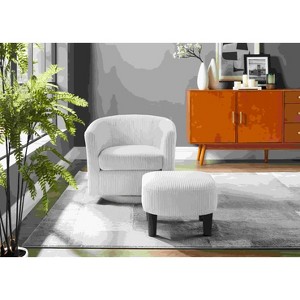 Racxily 360° Swivel Accent Chair withCorduroy Skin-Friendly Sturdy, Modern Elegant Comfy Chair for Living Room Bedroom Study, Rubber Wood Frame - 1 of 4