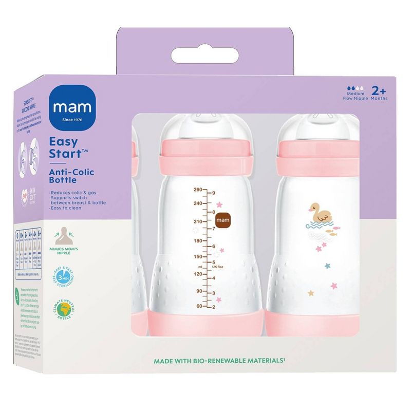 MAM Easy Start Anti-Colic Baby Bottles 2m+ - 9oz/3pk - Girl, 3 of 13