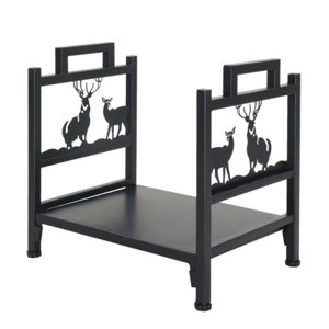 Syemin Firewood Racks and Carriers Heavy Duty Firewood Rack Casters Wood Storage Log Organizer for Indoor Outdoor, Black, 18"*13"*17" - 1 of 4