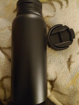 JoyJolt Triple Insulated 22-oz. Water Bottle with Flip Lid & Sport Straw Lid, Black