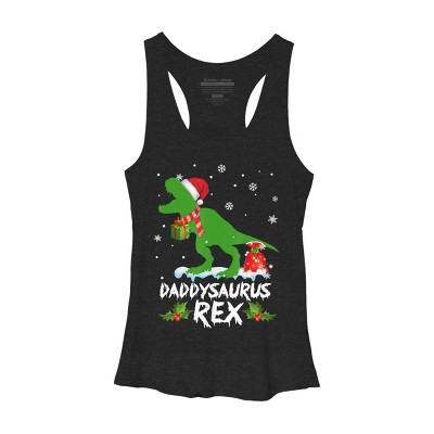 Women's Design By Humans Daddysaurus Christmas By NekoShop Racerback Tank Top