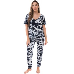 Just Love Womens Pajama Jogger Pant Set  Unique Buffalo Plaid & Tie Dye Sleepwear - 1 of 3