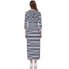 Womens Hoodie Sweat Dress 3/4 Sleeve Slim Fit Hooded Maxi Dress Stripe Summer Dress Soft Lounge Dress - 2 of 2