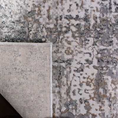 Beige and Gray Abstract Square Synthetic Area Rug, 9'x9'