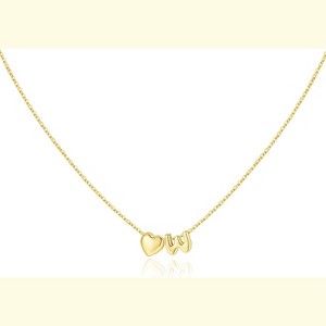 Heart Initial Necklace 14K Gold Plated Christmas Stocking Stuffer for Teens W - 1 of 4