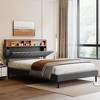 Modern Full Size Platform Bed, Grey Upholstered Kids Bed Frame, 250LBS Weight Capacity, No Box Spring Needed - 2 of 4