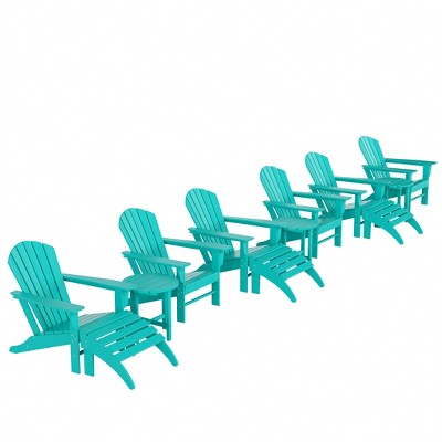 Turquoise HDPE 12-Piece Adirondack Chair Set with Ottoman and Side Table