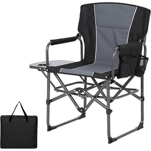 Oversized Camping Director Chair Portable Folding Lawn Chair for Adults with Side Table Storage Pouch Heavy Duty Capacity for Picnic Concert Black - 1 of 4
