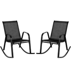 Costway 2 PCS Patio Rocking Chair Heavy-Duty Metal Rocker Outdoor Anti-Slip Black - 1 of 4