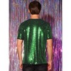 Lars Amadeus Men's Short Sleeves Crew Neck Nightclub Party Sequin T-Shirts - 3 of 4