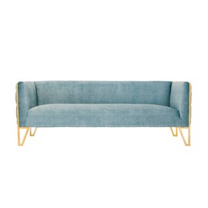 Vector Velvet 3 Seater Sofa Ocean Blue - Manhattan Comfort - 1 of 4