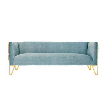 Vector Velvet 3 Seater Sofa Ocean Blue - Manhattan Comfort