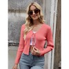 Womens Tie Front Sweater Cardigan Long Sleeve Rib Knit Shrug for Dress Sweaters Crop Tops Womens Soft Cardigan - 3 of 4