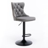 CAVINAS 24.8"-33"Chic Velvet Bar Stools Counter Height,Set of 2,360°Swivel Barstools with Adjustable Lifting,Back Tufted&Matte Black Footrest - 2 of 4