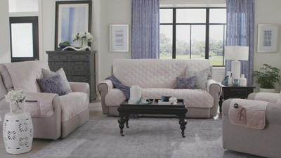 Gray Quilted Non-Slip Water Resistant Sofa Cover