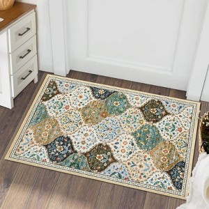 Vintage Trellis Area Rug Traditional Floral Washable Rugs for Living Room Bedroom Low Pile Non-Slip Floor Carpet - 1 of 4