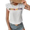 Womens Round Neck Lace Trim Short Sleeve Casual Blouse Tops - 2 of 4
