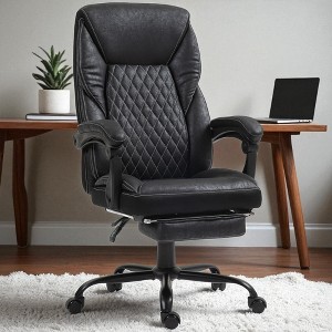 Mshliw Big and Tall Ergonomic Executive Office Chair with Reclining High Back, Footrest, Microfiber Upholstery, Adjustable Height - 1 of 4