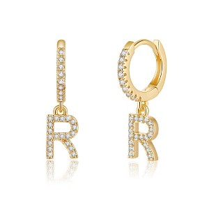 Turandoss 18K Gold Huggie Hoop Earrings for Girls Women - 1Pair Dainty Initial Cartilage Dangle Diamond Earring Hypoallergenic, Christmas Gifts - 1 of 4