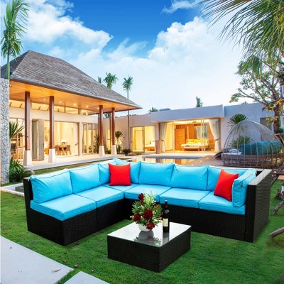 Sapphtopaz Outdoor Patio Furniture Set Patio Loveseat Outdoor Lounge Chairs with Cushions and Small Square Table for Patio, Backyard, Terrace