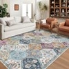 Washable Vintage Floral Living Room Bedroom Rugs, Distressed Print Farmhouse Carpet for Dining Room Kitchen, Retro Accent Home Decor Rugs - 4 of 4