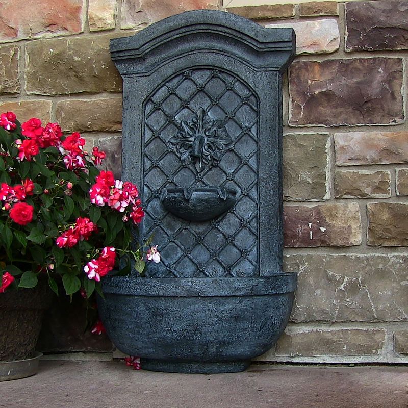 Sunnydaze 31"H Electric Polystone Rosette Leaf Outdoor Wall-Mount Water Fountain, 3 of 7