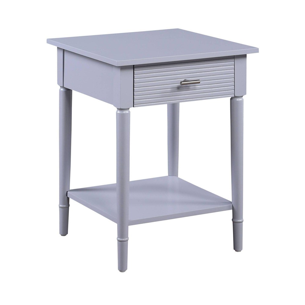 Photos - Dining Table Amy 1 Drawer End Table with Shelf Gray - Breighton Home