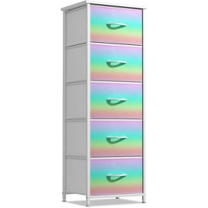 Sorbus Narrow 5 Drawers Nightstand with Steel Frame, Wood Top, Easy Pull Fabric Bins for Home, Bedroom, Office & Dorm - 1 of 4