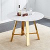 Sapphtopaz Round Dining Table Kitchen Table Rustic Wooden Trestle Table for Kitchen, Small Spaces - 3 of 4