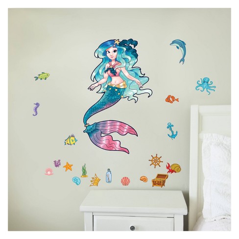 Mermaid wall outlet stickers