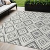 Gray And Ivory Geometric Washable Indoor Outdoor Area Rug - 2 of 4