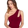 YESFASHION Women's Jumpsuit Summer One Shoulder Hollow Out Stretch Wide Leg Cutout Sleeveless Romper Outfits - 2 of 4