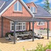 CLIHOME 14 ft. x 12 ft. Outdoor Lean to Gazebo Hardtop Wall Mounted Pergola with Polycarbonate Patio Cover for Patio Lawn - 2 of 4