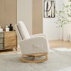 Nursery Boucle Rocking Chair with High Back and Retractable Footrest for Living Room or Bedroom-Cuddlewood - 3 of 4