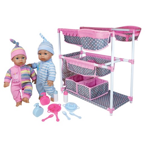 Lissi Baby Care Center For Twins With 2 Toy Baby Dolls Feeding Accessories Target