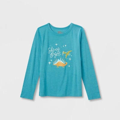 Kids' Adaptive Long Sleeve Hanukkah 'Shine Bright' Graphic T-Shirt - Cat & Jack™ Blue