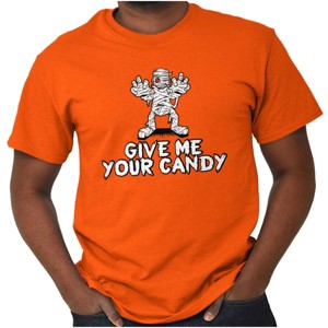 Funny Halloween Mummy Give Me Candy Graphic T Shirt Men or Women Brisco Brands - 1 of 4