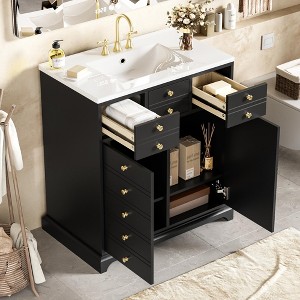 YOOCOZZ ﻿ 30'' Freestanding Bathroom Vanity with Ceramic Sink,2 Drawers& Soft Closing Doors - 1 of 4