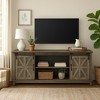 TV Stand for Televisions Up to 75 Inch with Storage Cabinets & Sliding Barn Doors - Mid Century Modern Media Console for Living Room/Bedroom - 3 of 4