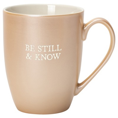 Elanze Designs Be Still & Know Pearlescent Sand 10 ounce New Bone China Coffee Cup Mug