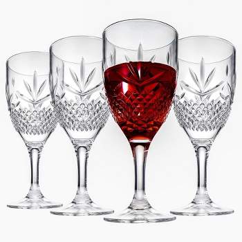 Khen's Shatterproof Clear Wine Glasses, Luxurious & Stylish, Unique Home Bar Addition - 4 pk