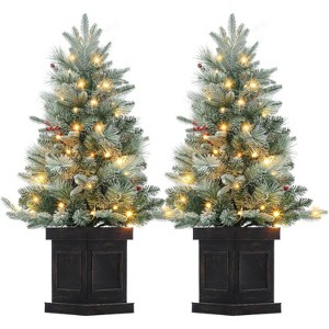 3 Ft Pre-Lit Christmas Tree, Christmas Tree with 78 Battery-Powered Led Lights, Artificial Christmas Tree with Potted Base - 1 of 4