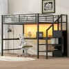 Whisen Full Size Metal Loft Bed with Desk and Convertible Storage Staircase and Small Wardrobe - 2 of 4
