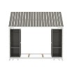 TIRAMISUBEST Wooden Twin Size House Bed with Fence and Roof, Kids Floor Bed Platform Bed with 2 Movable Wardrobes, Playhouse Bed for Bedroom - 4 of 4