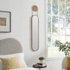 Mid-century Modern Antique Brass Oval Hanging Decorative Wall Mirror - Horizontal or Vertical Wall Mount - 2 of 4