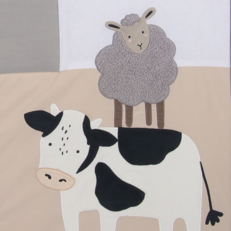 Lambs & Ivy Baby Farm Animals 5-Piece White/Taupe Baby Crib Bedding Set, 3 of 11