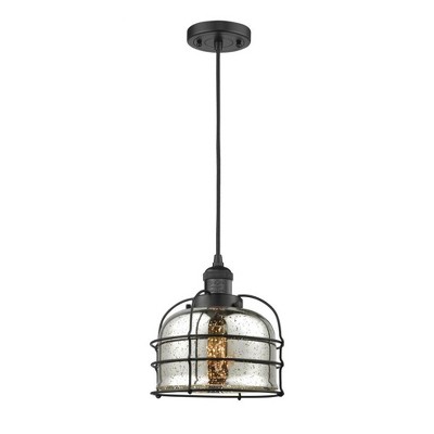 Bell Cage - 1 Light Cord Hung Mini Pendant In Traditional Style-10 Inches Tall and 9 Inches Wide