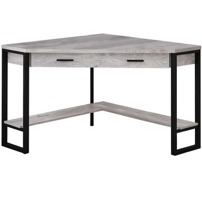 HomeRoots 42" Gray and Black Corner Computer Desk